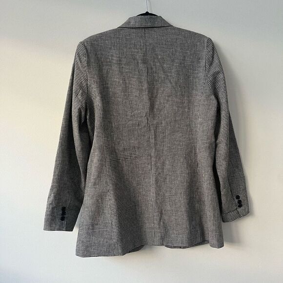 Adolfo Studio Womens  Notch Lapel Single Breasted  Checked Gray Blazer Size 10 - Picture 2 of 10